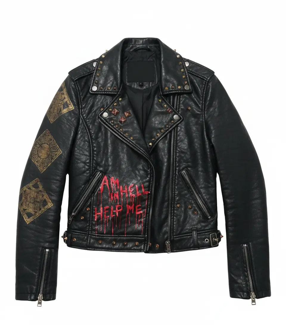 Studded Graphic Moto Jacket