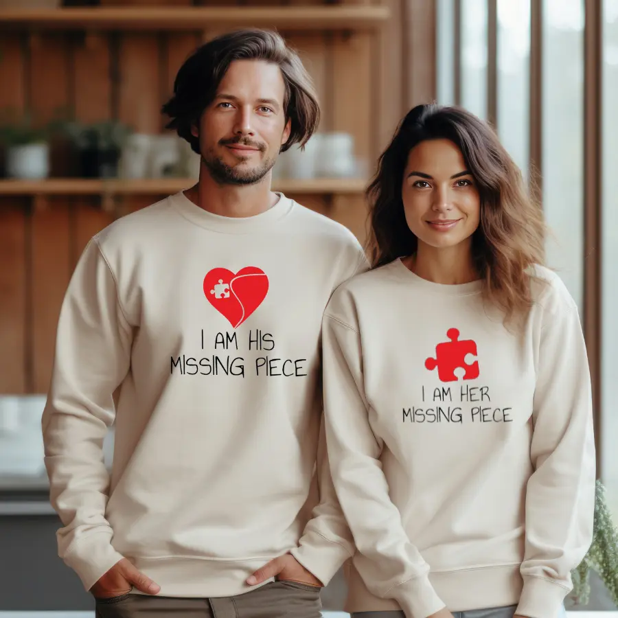 I am her His Missing Piece Funny Cute Couples Matching Hoodies, couples shirts, couples gifts, valentines day gift