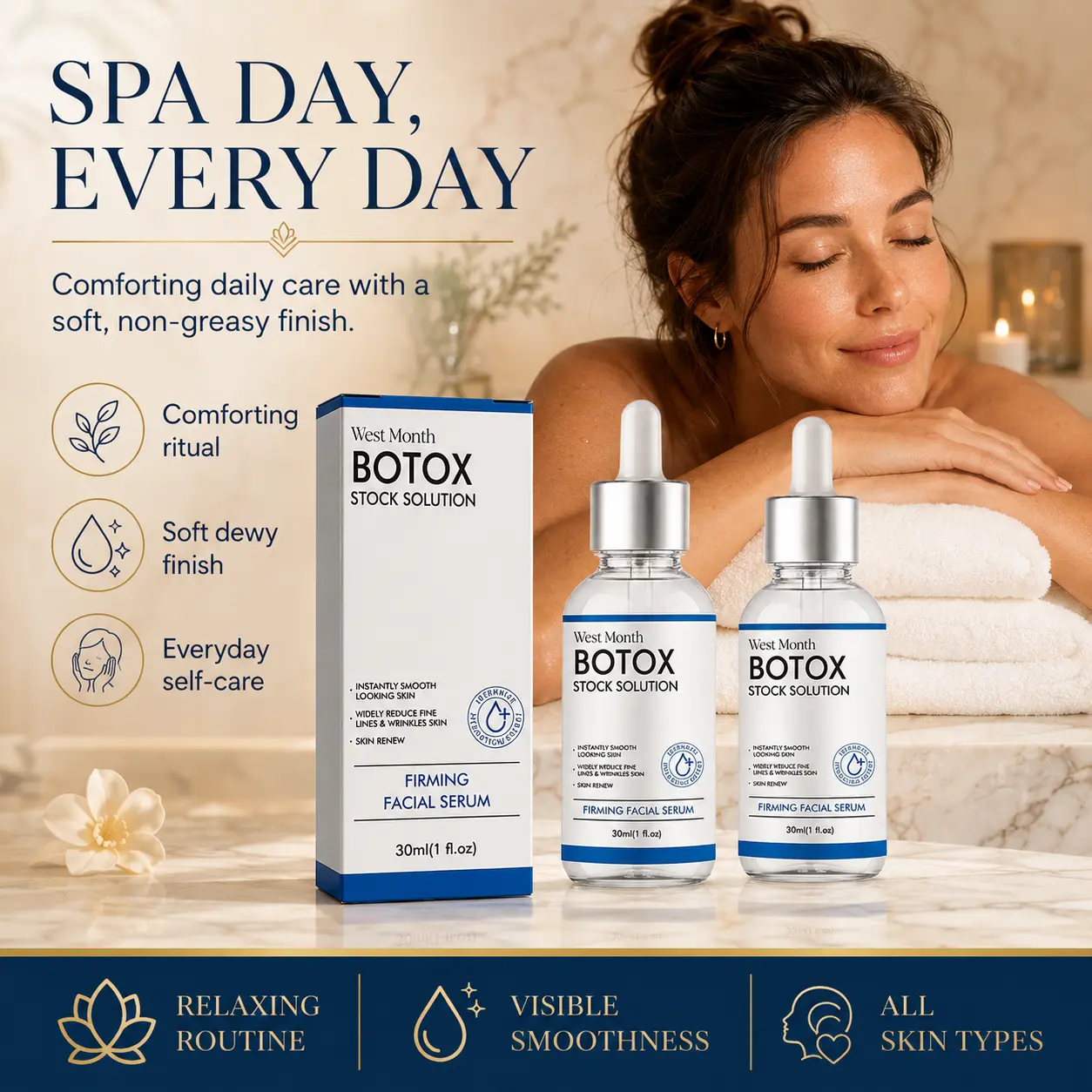 30ml Botox Stock Solution Firming Facial Serum - Gentle, Lightweight Anti-Aging Essence with Dropper, Hydrates & Smooths Fine Lines/Wrinkles, Suitable for All Skin Types, Daily AM-PM Routine for Women & Men, Hydrate