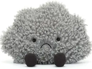 Jellycat Amuseables Storm Cloud Plush | 10" Grumpy Sassy Cloud Stuffed Toy | Cute Grey Fleece Desk Decor & Relatable Office Gift | Moody Aesthetic Plushie
