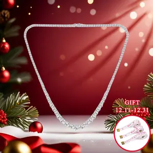 [Unisex]  Graduated 3-6MM CZ Tennis Necklace Round Cubic Zirconia Classic Hiphop Style Party Birthday Gift Trendy Elegant For Women For Men 16-24 Inches YNN1905-W Cuban Link Chain Fashion Pendants