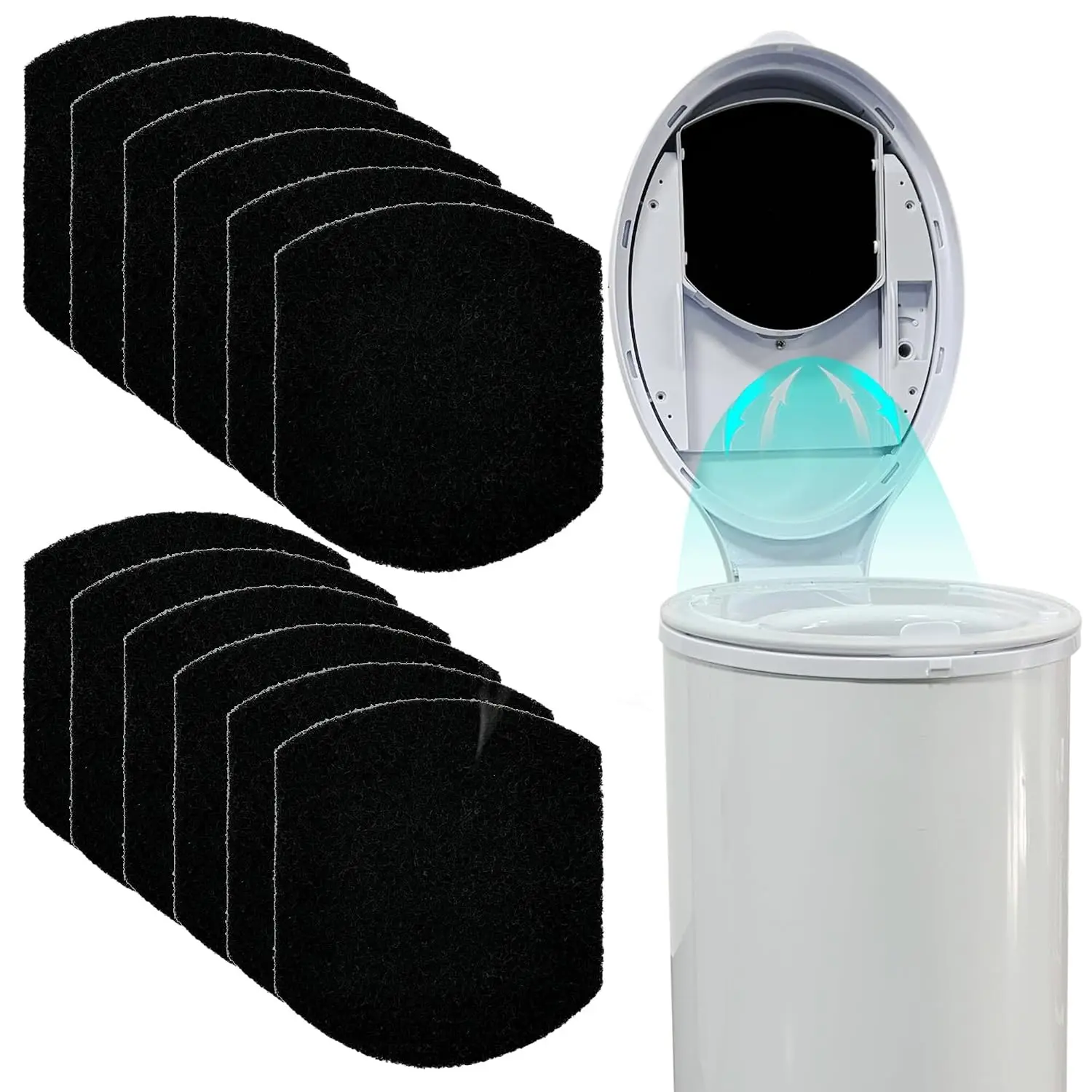 12 Pack Activated Charcoal Baby Diaper Pail Deodorizer Filters, Odor Absorbing, Compatible with Ubbi Steel Diaper Pail, Odor Eliminating, No Smell