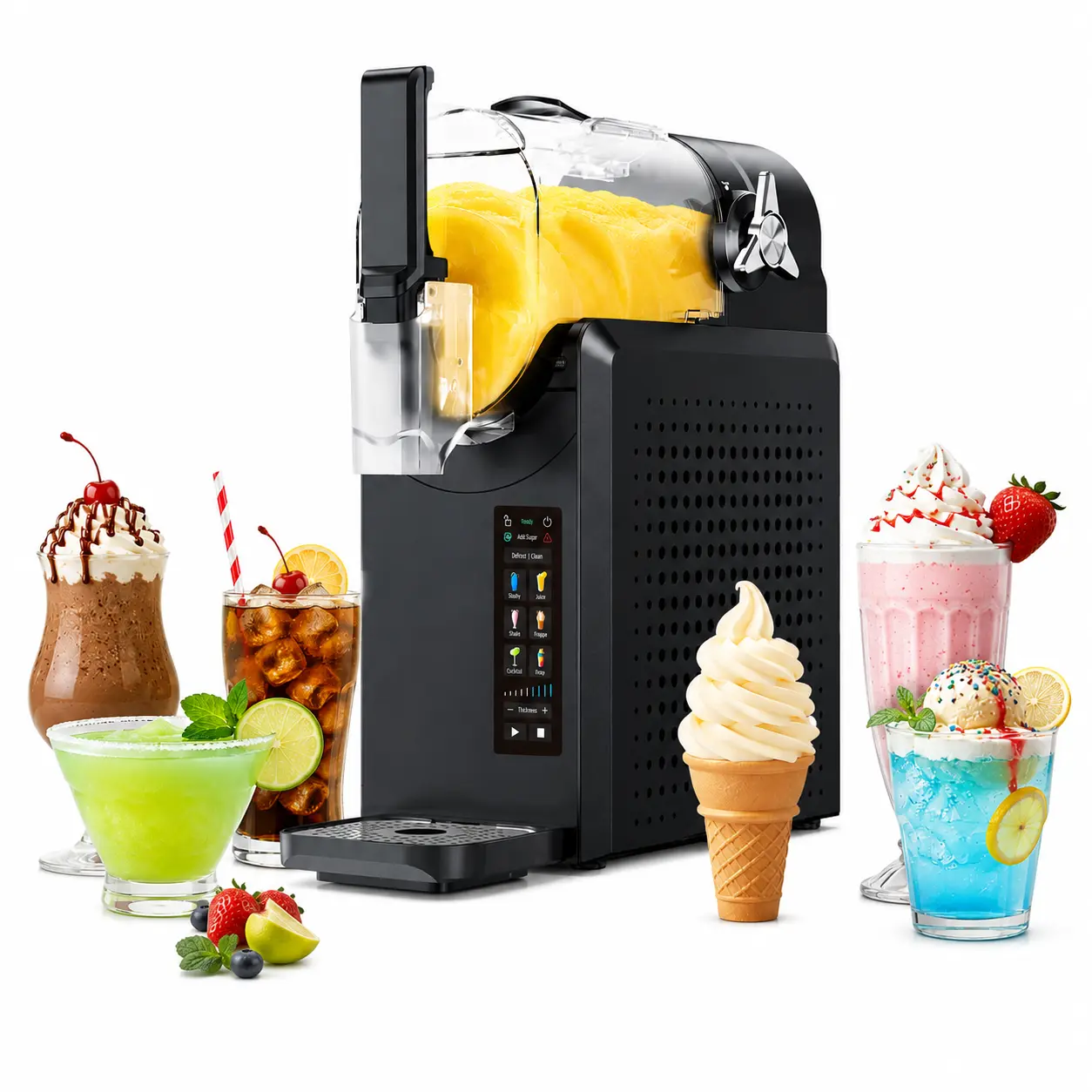 Home Use Slushie Machine - 88 oz Capacity No-Ice Frozen Drinks Maker, 6 Preset Programs, Adjustable Texture Settings, Touch Control, Auto Clean Mode, Maintenance-Friendly for Margaritas, Smoothies