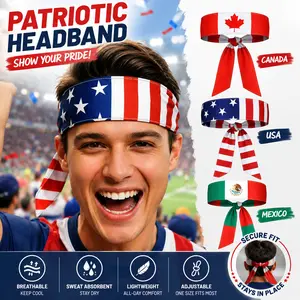 4PCS Flag Print Soft Polyester Sports Headbands - Unisex Headband for Sports Activities, Celebration Events