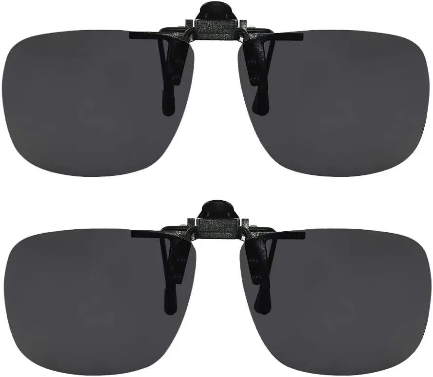 Success Eyewear Clip On Sunglasses Flip Up Polarized Sunglasses Clip onto Eyeglasses Over Prescription Glasses Case Included