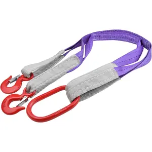 Lifting Straps with - 3.3 FT, 4409LB Pounds Capacity, Bridle Sling, Two Leg Rigging Strap for Engines, Cranes, Hoists, Truck, Purple