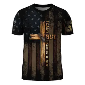 I Can’t But I Know A Guy Patriotic Cross T-Shirt, Christian Faith Graphic Tee, American Flag Religious Shirt, 4th of July Outfit