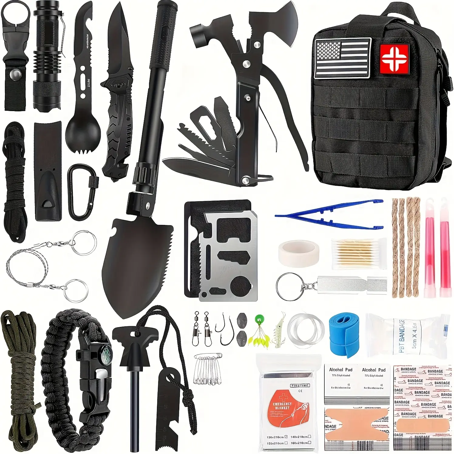Survival First Aid Kits, Professional Survival Gear Equipment Tools First Aid Supplies kit for SOS Emergency Hiking Hunting Disaster Camping Adventures, Father's Gift Earthquake Survival Kit