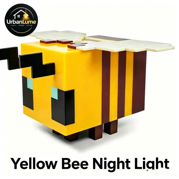 Yellow Bee Night Light, 5 Inch Figural Mood Lamp, USB Rechargeable LED Desk Lamp, Room Decor Ambient Lighting, Cute Bedroom and Gaming Room Decor Gift Wireless rgb gradient