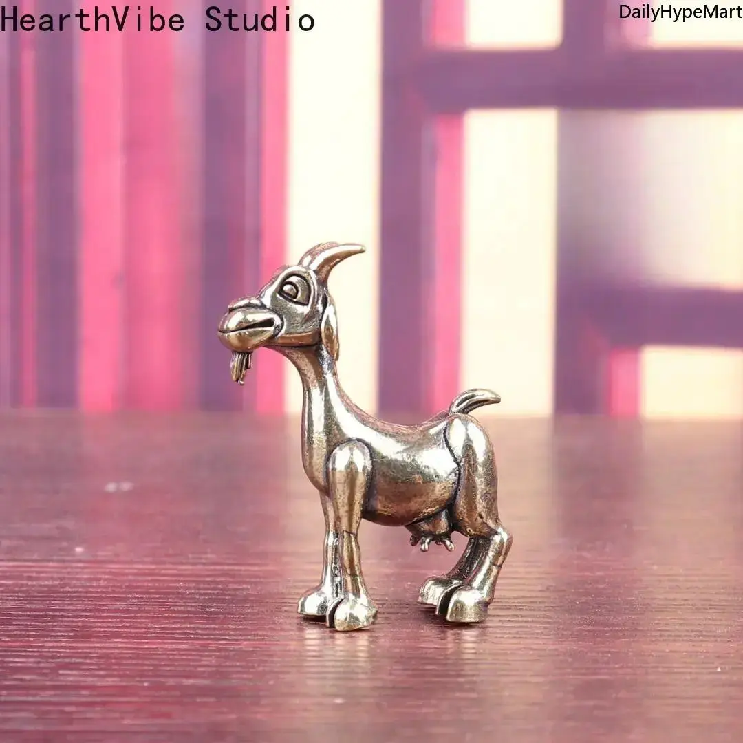 HearthVibe Studio 2026 Classic Goat Brass Statue - Mini Animal Collectibles Figurine, Whimsical Home Decor for Indoor Desktop Ornament, Desktop Decoration Ornament, Home Decor Sculptures, Funky, Miniature