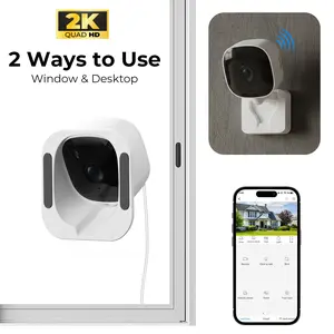 [4MP 2K Night Vision] Ai Window Camera 24/7 Security  2026 Upgrade & 2 ways to use WiFi Indoor Cameras for Home Security with ChroMax Al Color Night Vision Person & Motion Detection,24/7 Recording,Easy&Quick Install