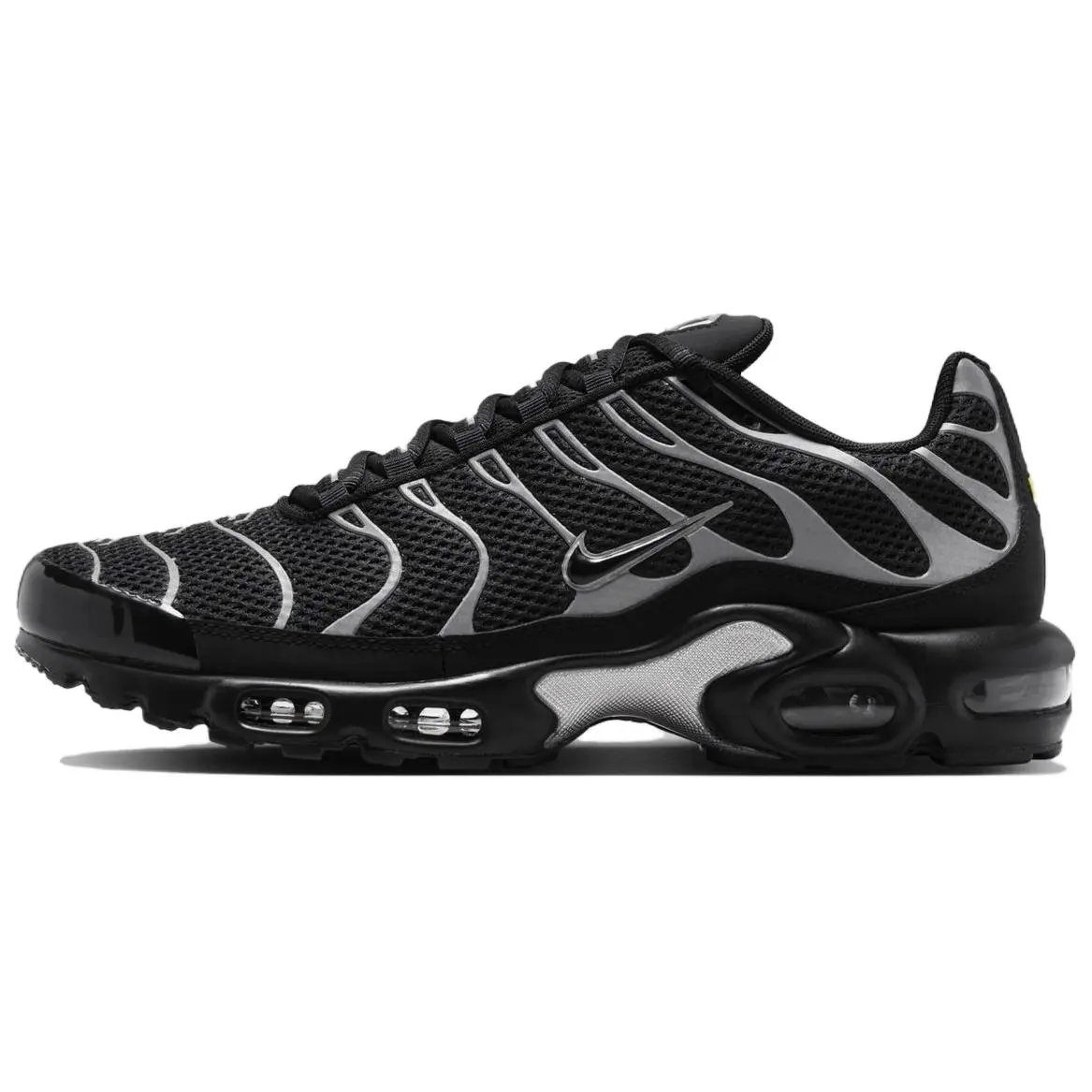 Nike Air Max Plus Premium Black Reflective Silver Comfort Low Top Running Shoes Unisex HQ3029-001