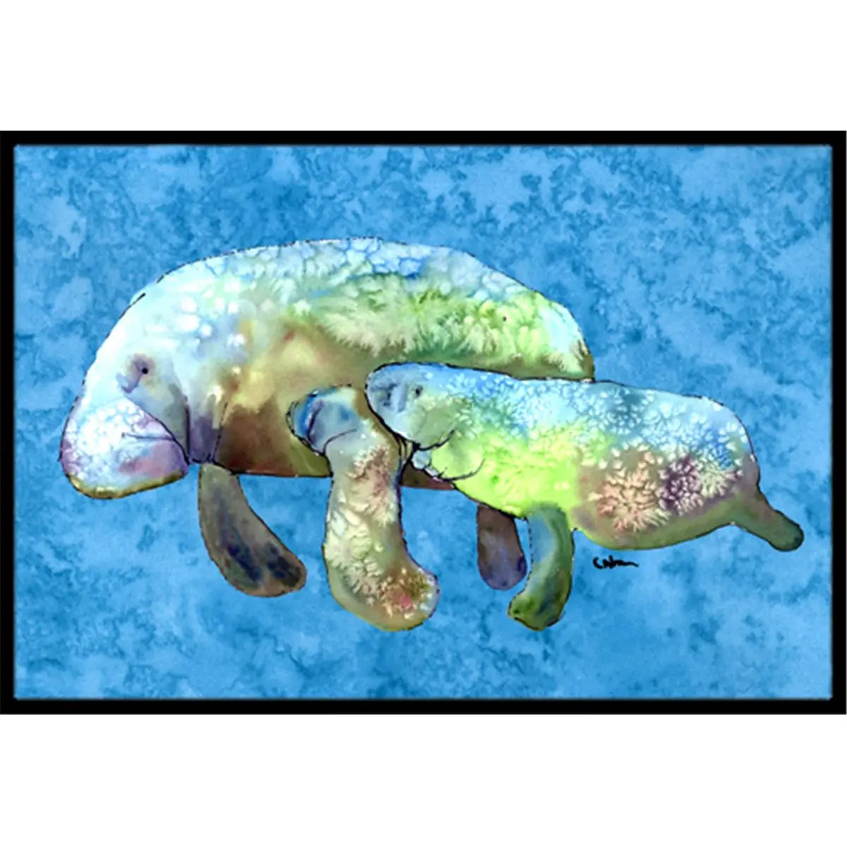 18 x 27 in. Momma And Baby Manatee Indoor Or Outdoor Mat