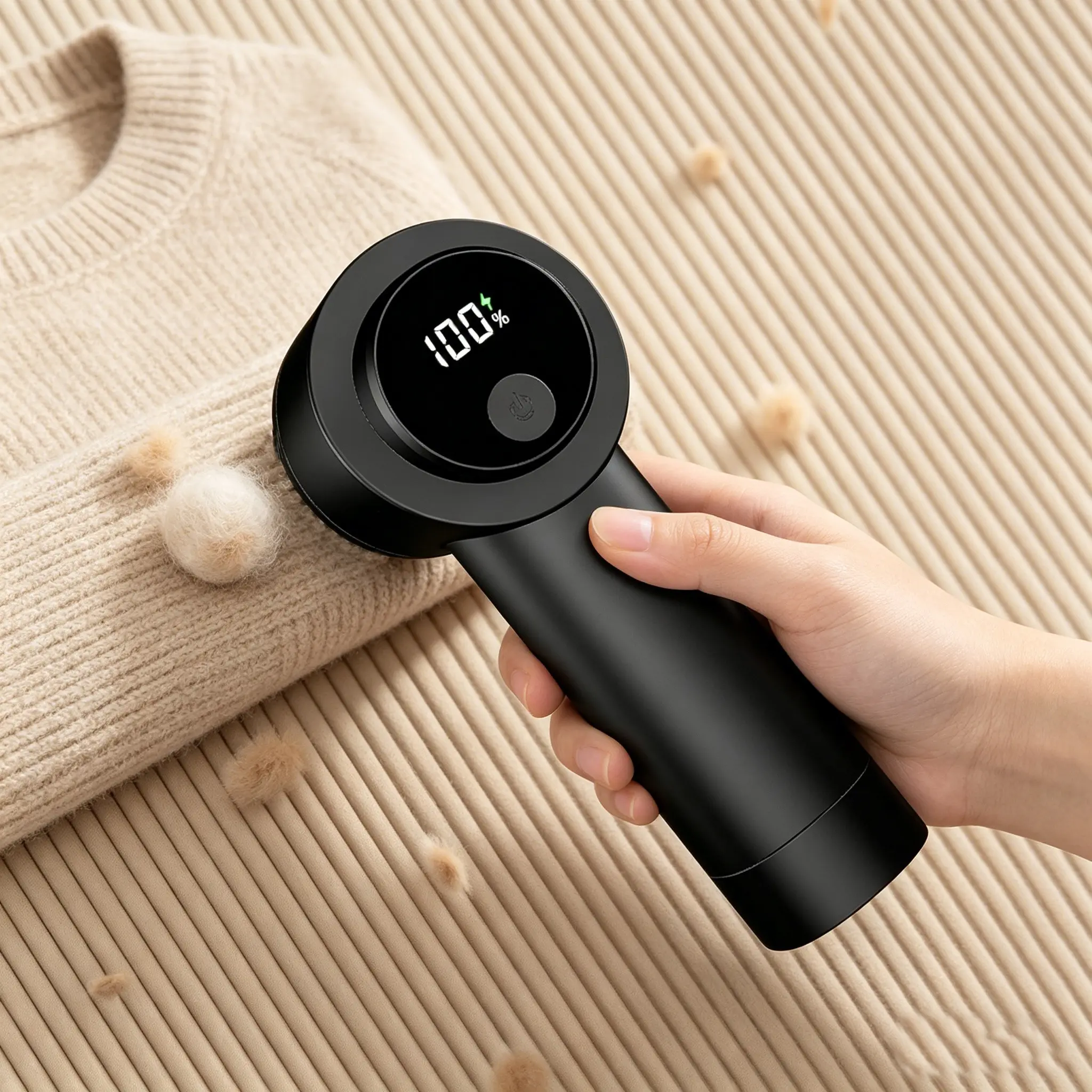Electric Rechargeable Lint Remover, Lint Cleaner with lint Roller, Portable Fabric Shaver with 6 Leaf Blades, 3-speed Sweater Shaver with Brush & Digital LED Display, Fast Removal of Lint, Remove Pilling for Clothes, Furniture, Sweater, Couch and Blanket