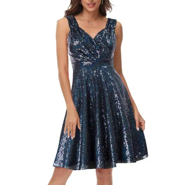 GRACE KARIN Women's Sparkly Sequin Cocktail Dresses Formal Prom Party A Line Dresses Wedding Guest Glitter Midi Dress GRACE KARIN Women's Sparkly Sequin Cocktail Dresses Formal Prom Party A Line Dresses Wedding Guest Glitter Midi Dress
