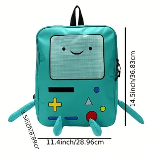 Cute Robot Game Backpack Casual Travel Bag Cartoon Green Breathable Daypack