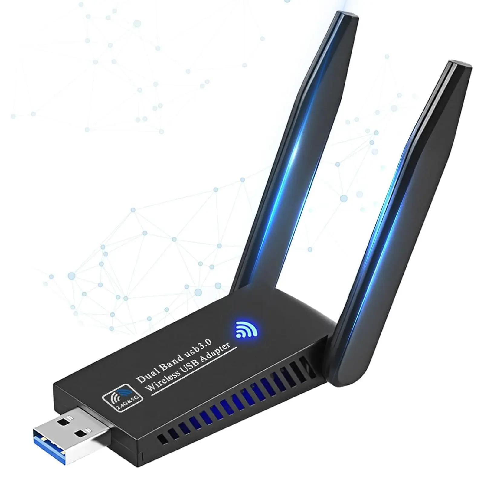 1300Mbps USB WiFi Dongle With Double Antenna, Dual Band 5GHz/2.4GHz High Gain Adapter for PC, Support Windows 11/10/8/7/Vista/XP, Wireless Adapter Dongle, Desktop Wireless Network