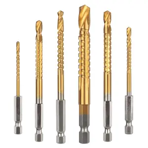 6 Pack Titanium Coated HSS Twist Drill Bit, 3-8mm Hex Shank Serrated  Drill Bit Woodworking Tools for  Metal Plastic Hole