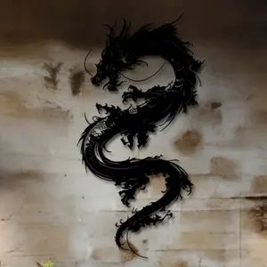 1 piece of Oriental Dragon metal wall sculpture art decoration iron wall art, black dragon design, suitable for homes, courtyards, balconies - suitable for new homes, weddings, Mother's Day, Easter, Christmas decoration, dragon decoration