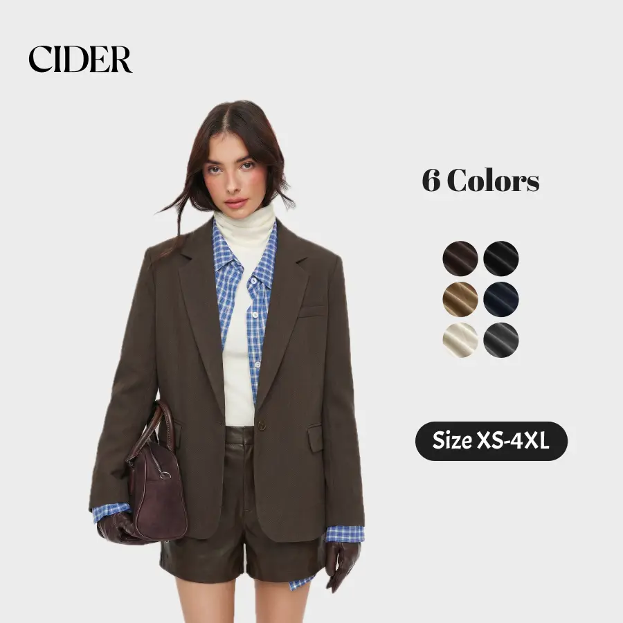 Cider Notched Collar Oversized Blazer Casual Trendy Outfits