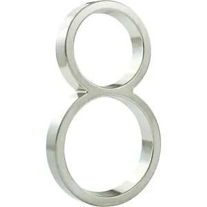 Floating Hou Number Sign: 5 inch Modern Door Signage - Striking for Street Home Address Numerals (8, Silver)