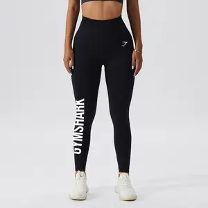 Gymshark Women's High Waist Leggings Yoga Pants High Elasticity Tummy Control Workout Tights for Fitness Training Cycling Running with Peach Hip Lift Design