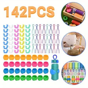 1Set Sewing Thread Spool Organizer Tool, 70 Colorful Thread Clips Holder, 32 Bobbin Thread Spool Huggers, 40 Bobbin Thread Holders, for Embroidery Quilting Sewing Machine Spool Organizing, Bobbin Thread Organizing Clips