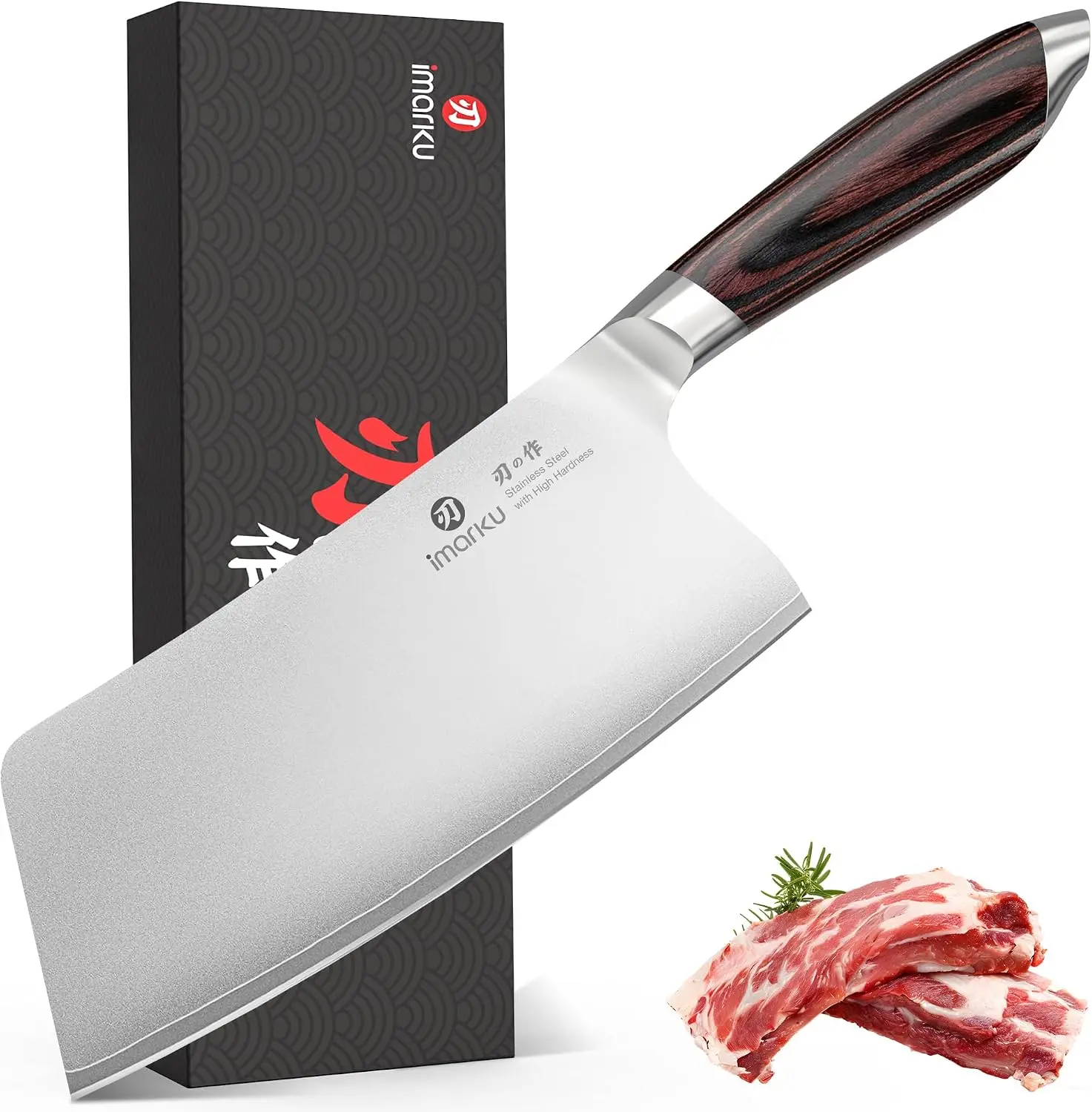 Imarku 7.5-Inch Cleaver Knife - Japanese High Carbon Stainless Steel Blade Knives with Ergonomic Non-Slip Pakkawood Handle, Ideal for Home Kitchen Use, Sharpening-Ready Gift for Home Cooks