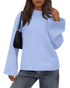 BTFBM Sweaters for Women 2026 Casual Crewneck Long Sleeve Loose Ribbed Knit Pullover Sweater Winter Clothes Fall Outfits