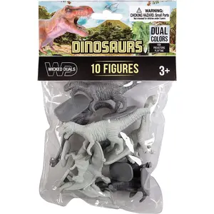 Wicked Duals Dinosaur Action Figures - 10 Different Dinosaurs - Perfect for DIY Paintable Dioramas, Party Favors, Decorations, Easter Egg Filler Toys, Boys, Girls, and Kid Gifts, Imagination Play
