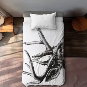 360 stand Twin Size Extra Long Decorative Duvet Cover, Deer Print Wildlife Art Design, Soft Microfiber Face Fabric, for Twin Size Bed Holiday Home Decor, Bedroom Bedding Set
