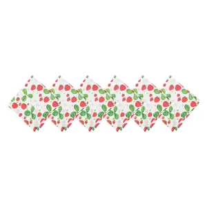 Strawberry Patch & Plaid Napkin Set of 6 by Valerie