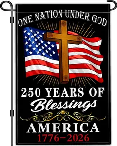 250 Year America Anniversary Garden Flag Anniversary Usa Flag 12x18 Inch Outdoor One Nation Under God Patriotic American Garden Flags for Outside House Yard Decor