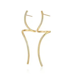 Mytys Spiral Threader Earrings Twisted Curved Pull Through Earrings for Women Dangle Earcuff Exquisite Jewelry Gift