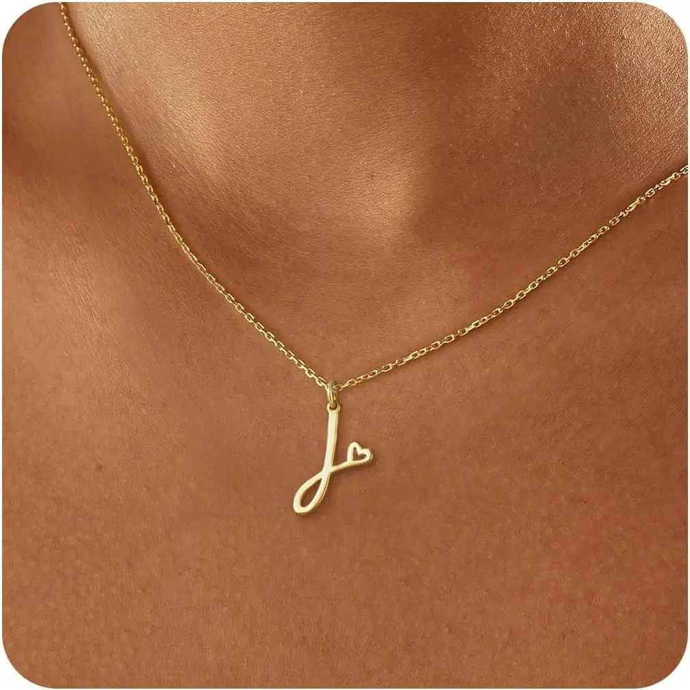Gold Initial Necklaces for Women Personalized Letter A-Z Pendant Necklace Simple Cute Tiny Monogram Necklaces 14K Gold Plated Choker Necklaces for Women Gold Jewelry Gifts for Women
