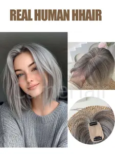 Hair Toppers for Women Hair Clip in Bangs HairToppers for women Wig With Bangs Natural Skin Scalp Thinning or Loss Top Pieces Wiglets wig 360° 3D Topper Updated Base With ThinningHair Cover Gray Roots Add Volume for Halloween Christmas wedding Party