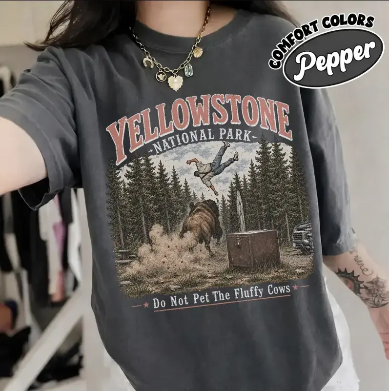 Do Not Pet The Fluffy Cows Comfort Color, Yellowstone National Park Shirt, Family Trip Outfit, Matching Camp Tees, Vacation Gifts