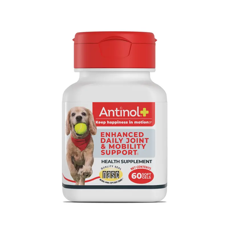 Antinol Plus for Dogs Hip, Joint, and Mobility Soft Gels, Works Faster than Glucosamine, Clinically Proven, Omega-3s & Antioxidants 60 Soft Gels
