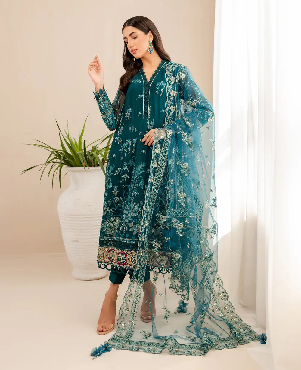 Teal Chiffon Anarkali Suit