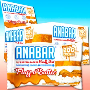 Anabar Marshmallow Fluff N'Butter  - 12 Pack - Best Tasting Protein Bar With 20g Protein & No Sugar Alcohols. Candy Bar Flavor With Protein Bar Nutrition Snack Sweet