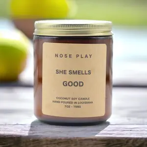 She Smells Good Candle | White Lily & Fresh Apple Scented | Floral Scented Candle | 9oz Coconut Soy Based Candle