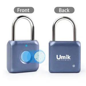 Back To School Essential-Umik Smart Fingerprint Padlock, Keyless Lock with 20‑Fingerprint Capacity & Fast Charging, USB‑C Rechargeable Locker Locks for Luggage, Gym Locker, Backpack, Cabinet, Outdoor Gates, school,Birthday Gift for Kids, Girls