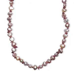 White Freshwater Pearl and Morro Redondo Pink Tourmaline 18 Ctw Necklace 18 Inches in 18K Vermeil Rose Gold Over Sterling Silver Christmas Gifts