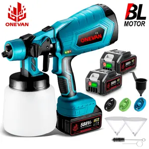 Onevan 1000ML Electric Paint Sprayer, 3 Size Nozzle, With 2 x 21V Battery, For Furniture, Fences, Walls, Home DIY Painting