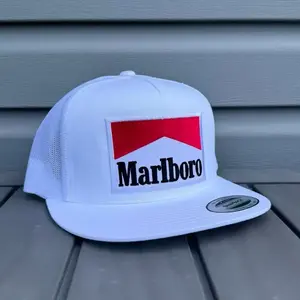 Vintage Marlboro White Snapback Hat With Flat Bill