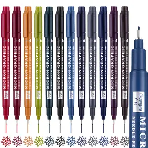 12 Colors 0.5 Micro, Fineliner Pen Set Ink, Fine Point Pen, Multi-liner, Sketching, Anime,Artist Illustrating/Technical Drawing,Office Documents, Drawing Pens Set