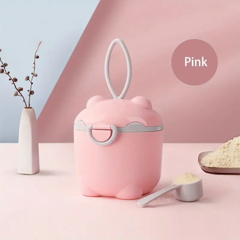 Portable Milk Powder Container with Spoon, Cute Cartoon Design Milk Powder Storage Box, Feeding Formula Dispenser on the Go for Outdoor Travel