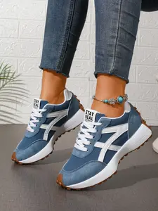 2026 Summer New Lightweight Comfortable Sports Casual Shoes for Women, Thick Sole Versatile Design, Patchwork Dad Sneakers for Students, Boho Style Sneakers, PU Leather Sneakers