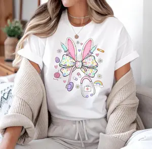 [Sale Up To 50%] Comfort Color Easter Nurse T-Shirt, Bunny Stethoscope, Medical Tee, Trendy Cotton Fabric