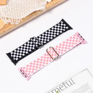 Apple Watch Nylon Strap, Smart Watch Strap, Compatible with Iwatch Series 1-10 Se Ultra, Adjustable Size, Sporty Ring Design, Unisex Print